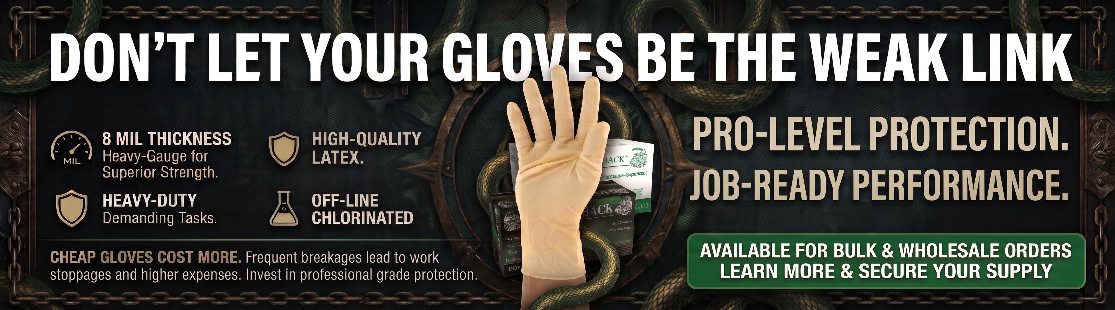 Diamondback 8 Mil Latex Exam Gloves