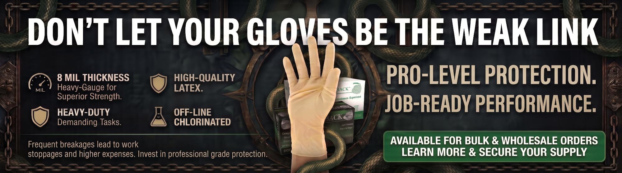 Diamondback Heavy Duty Powder Free Latex Exam Gloves