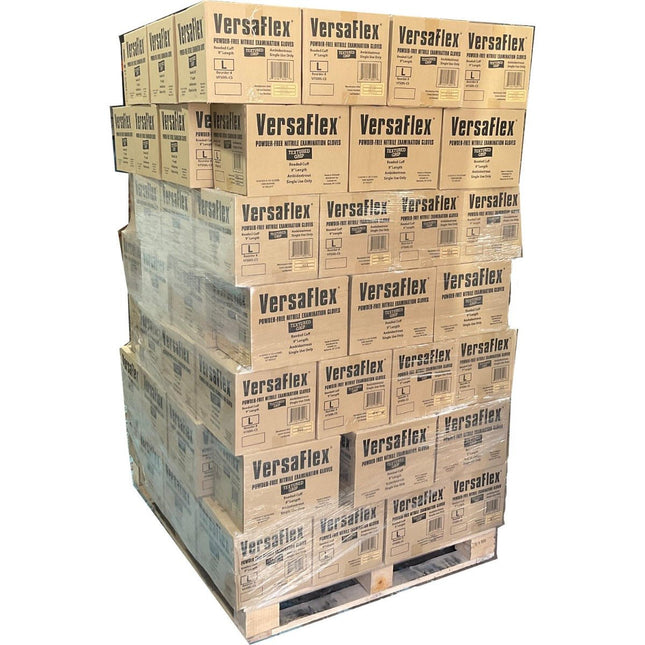 VF500S-Pallet, VF500M-Pallet, VF500L-Pallet, VF500XL-Pallet, VF500XXL-Pallet, Pallet (96 Cases) of VersaFlex Powder Free Nitrile Exam Gloves - UNISAFE GLOVES