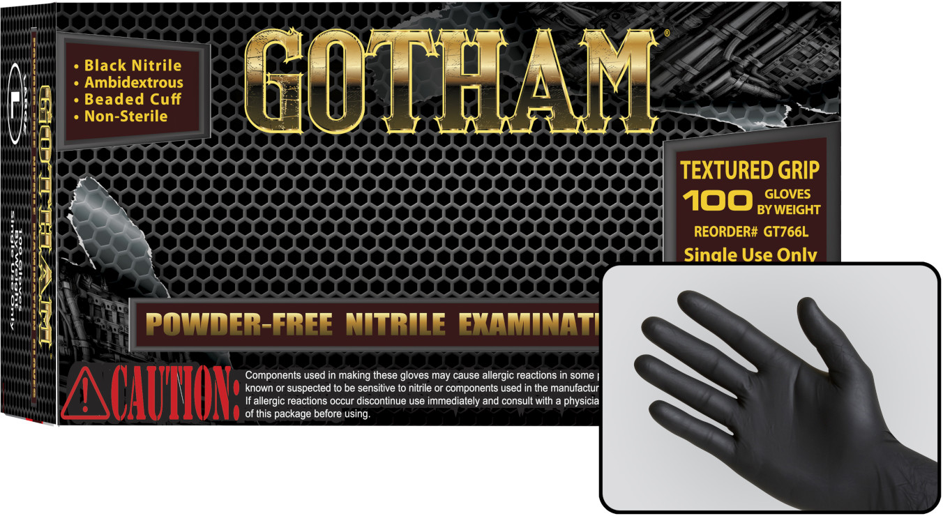 1000 4 Mil Black Nitrile Exam Gloves Powder Free Textured Free Shipping