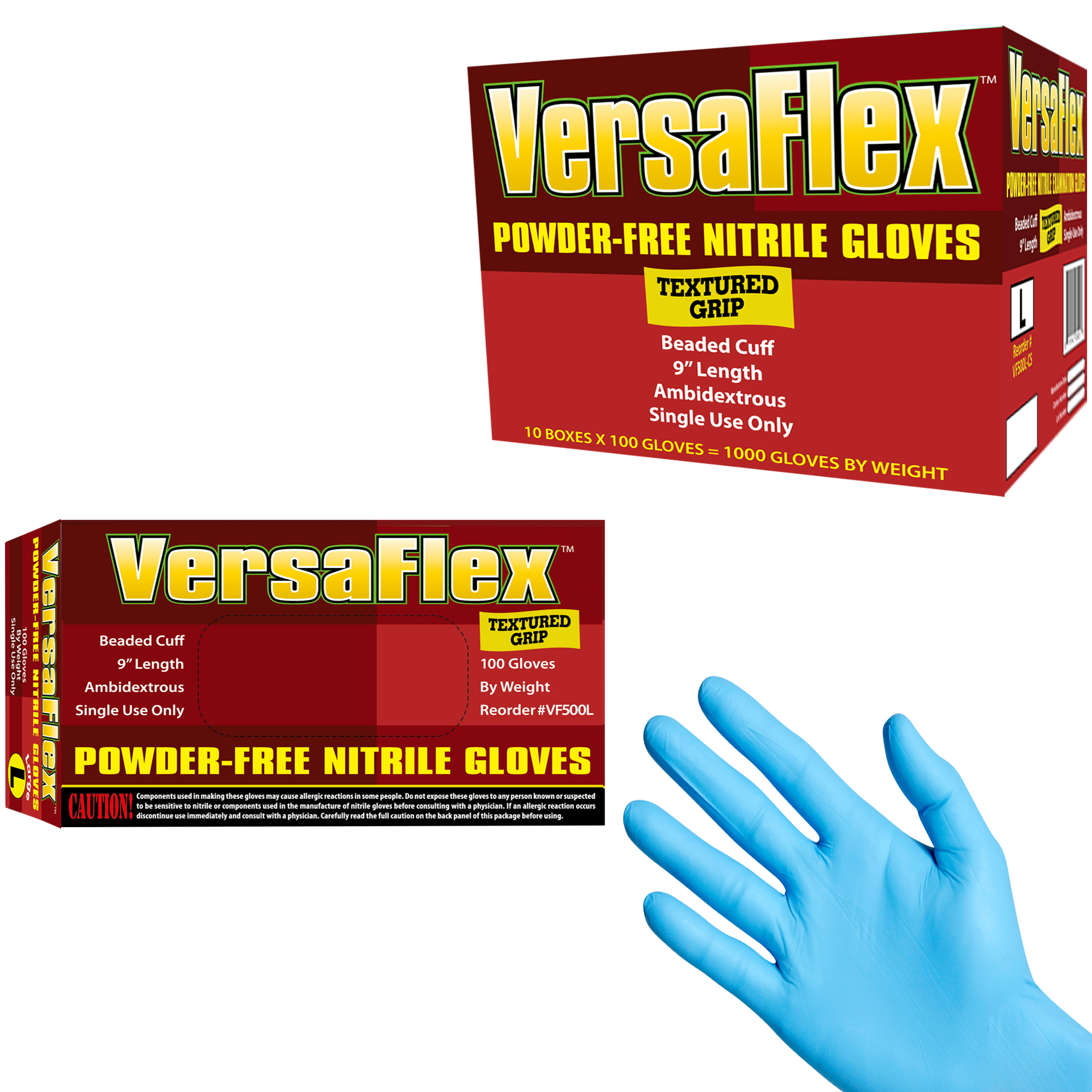 1000 5 Mil Nitrile Gloves, Disposable, Blue, Exam & Medical Grade, Powder Free, Textured, Small, Medium, Large, X-Large, Bulk Case, Latex Rubber Free