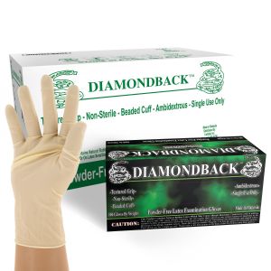 Diamondback Heavy Duty Powder Free Latex Exam Gloves, Case of 1000
