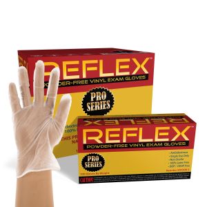 Reflex Powder Free Vinyl Exam Gloves, Case, Size Large