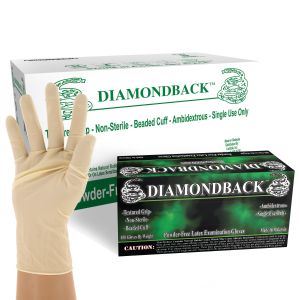 Diamondback Heavy Duty Powder Free Latex Exam Gloves, Case, Size Small