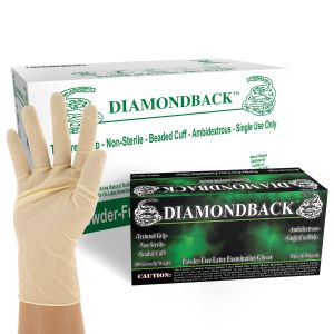 Diamondback Heavy Duty Powder Free Latex Exam Gloves, Case, Size Medium