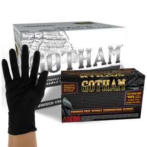 Gotham Powder Free Black Nitrile Exam Gloves, Case