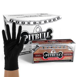 PitBull Powder Free Black Nitrile Exam Gloves, Case of 1000