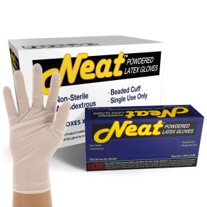 Neat Lightly Powdered Industrial Grade Disposable Latex Gloves, Case