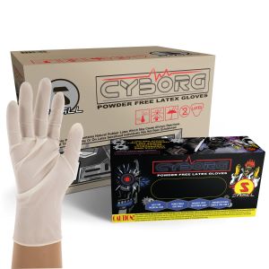 Cyborg Powder Free Industrial Grade Disposable Latex Gloves Size Small, Case