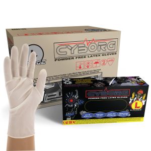 Cyborg Powder Free Industrial Grade Disposable Latex Gloves Size Large, Case