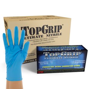 TopGrip Powder Free Industrial Nitrile Gloves, Case, Size Large