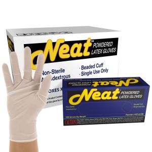 Neat Lightly Powdered Industrial Grade Latex Gloves, Case