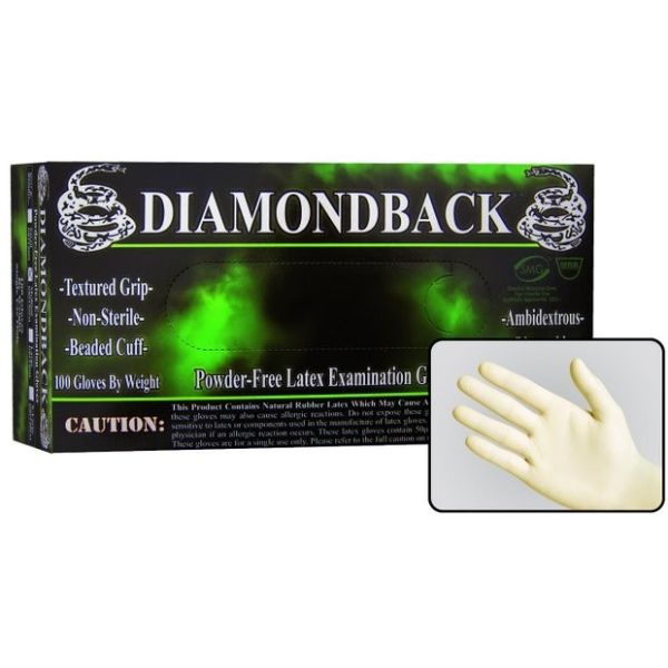 Powder Free DIAMOND BACK Heavy Duty Latex Exam Gloves 8 Mils Thick Textured Grip 1000, Large 