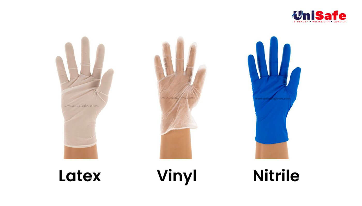 Nitrile Gloves vs. Latex Gloves vs. Vinyl Gloves Compared - UniSafe Gloves